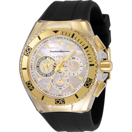 TechnoMarine TM-120022 Cruise Men's 46mm Quartz Steel Watch Black Silicone ,