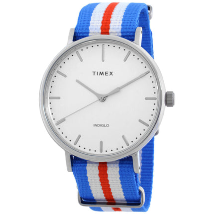 Timex Fairfield TW2P911009J Men's 41mm White Dial Watch, Nylon Strap, Indiglo ,