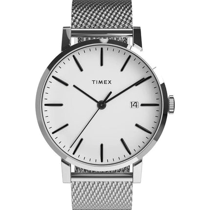 Timex Midtown TW2W43500VQ Men's Stainless Steel Quartz Watch, 38mm, White Dial ,