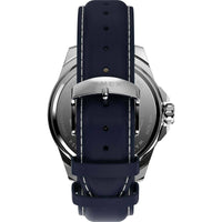 Timex Essex TW2W80200VQ Men's 46mm Blue Dial Analog Watch, Leather Strap ,