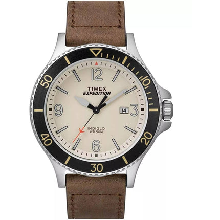 Timex Expedition Ranger TW4B106009J Men's 43mm Off-White Dial Leather Watch ,