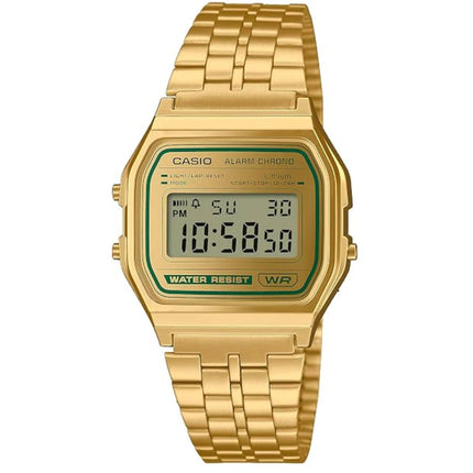 Casio A158WEGV-9A Unisex Digital Watch, Gold Stainless Steel Band with LED Light ,