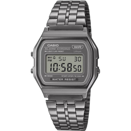 Casio Vintage A158WETB-1A Black Digital Watch, Stainless Steel Band with LED Light ,