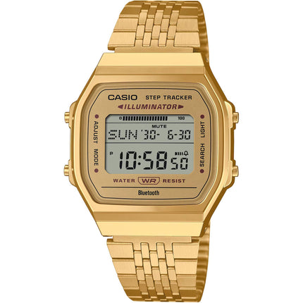 Casio ABL100WEG-9A Bluetooth Step Tracker Digital Watch, Gold Stainless Steel Band ,