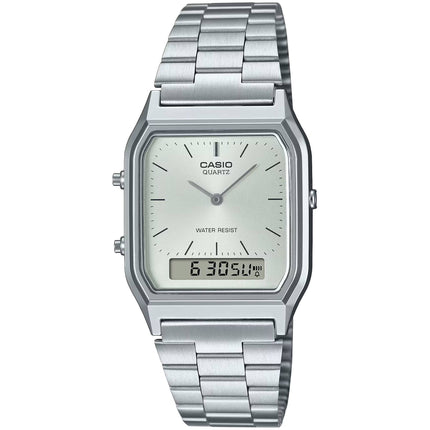 Casio Vintage AQ230A-7A Analog-Digital Watch, Stainless Steel Band, Dual Time ,