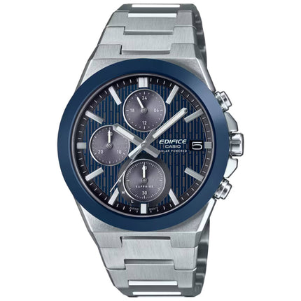 Casio Edifice EFS-S650D-2A Men's Solar Chronograph Watch, Blue Dial, Ceramic Bezel ,
