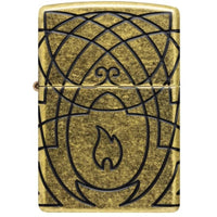 Zippo 47254 Celtic Flame Armor Antique Brass MultiCut Windproof Lighter with Gift Box ,