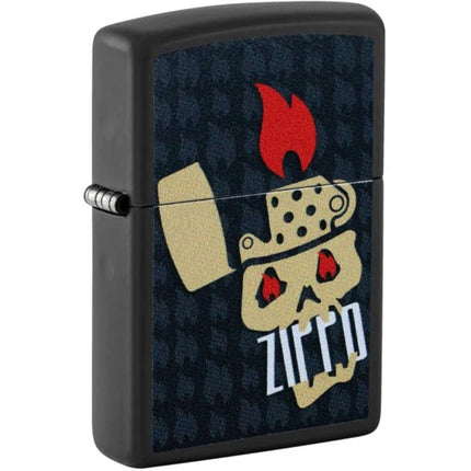 Zippo 47256 Skull and Flames Design Black Matte Windproof Lighter with Gift Box ,