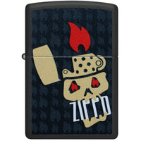 Zippo 47256 Skull and Flames Design Black Matte Windproof Lighter with Gift Box ,