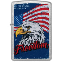Zippo 47272 Freedom Eagle Street Chrome Windproof Refillable Metal Lighter ,