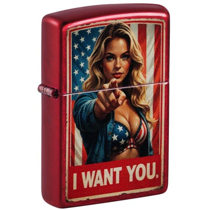 Zippo 47273 I Want You Design Candy Apple Red Windproof Refillable Metal Lighter ,