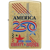 Zippo 47287 America250 Liberty and Justice Street Brass Windproof Refillable Lighter ,