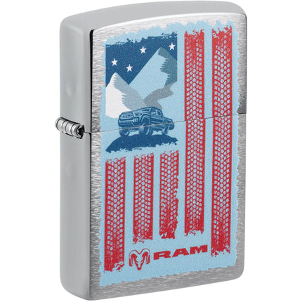 Zippo 47407 RAM Logo Street Chrome Windproof Refillable Chrome Finish Lighter ,
