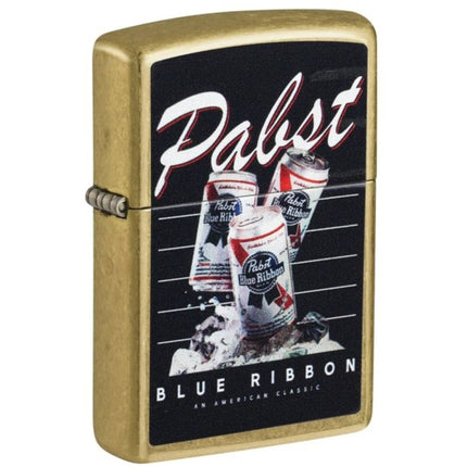 Zippo 47409 Pabst Blue Ribbon American Classic Street Brass Refillable Lighter ,