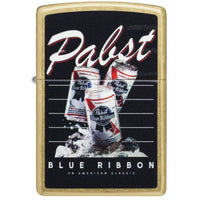Zippo 47409 Pabst Blue Ribbon American Classic Street Brass Refillable Lighter ,