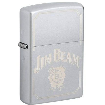 Zippo 47411 Jim Beam Border Satin Chrome Windproof Refillable Metal Lighter ,