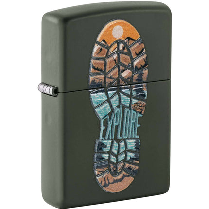 Zippo 47433 Step Out Design Green Matte Texture Print Refillable Windproof Lighter ,