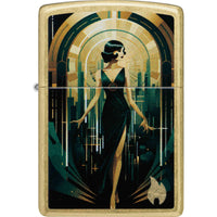 Zippo 47435 Art Deco Beauty Design Metal Refillable Windproof Pocket Lighter ,