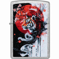 Zippo 47439 Asian Tiger Design Chrome Metal Refillable Windproof Pocket Lighter ,