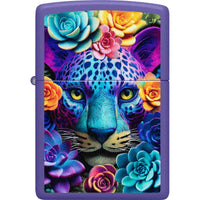 Zippo 47449 Floral Leopard Design Purple Metal Refillable Windproof Pocket Lighter ,