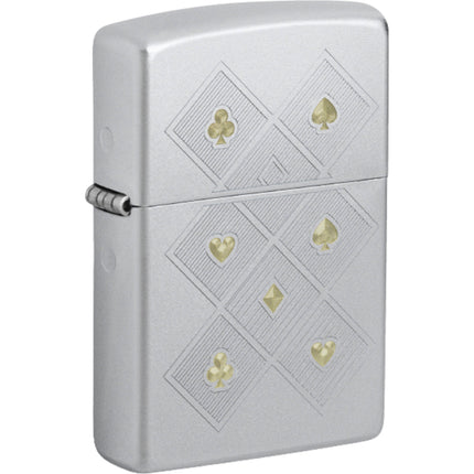 Zippo 47453 Poker Pattern Design Chrome Metal Refillable Windproof Pocket Lighter ,