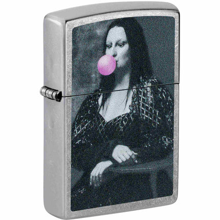 Zippo 47463 Mona Lisa Bubblegum Design Chrome Metal Refillable Windproof Lighter ,