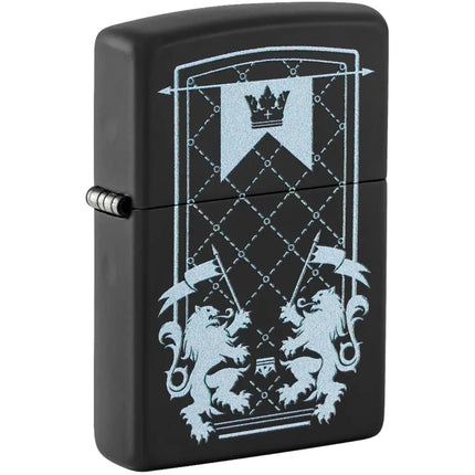 Zippo 47476 Royal Lion Design Black Metal Refillable Windproof Pocket Lighter ,