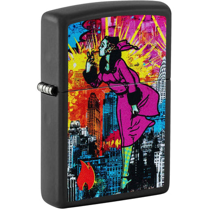 Zippo 47497 Lady City Design Matte Black Metal Refillable Windproof Pocket Lighter ,