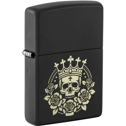 Zippo 47529 Skull with Crown Design Windproof Refillable Lighter, All Metal, Gift Box ,