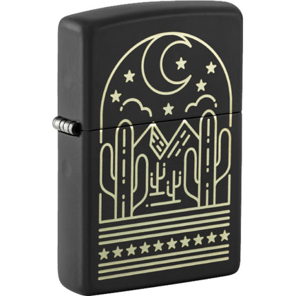 Zippo 47531 Cactus at Night Design Windproof Refillable Lighter, All Metal Build ,