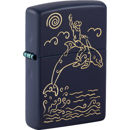 Zippo 47535 Cowboy Dolphin Design Windproof Refillable Lighter, All Metal, Gift Box ,