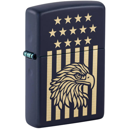 Zippo 47536 Eagle and Flag Design Windproof Refillable Lighter, All Metal, Gift Box ,
