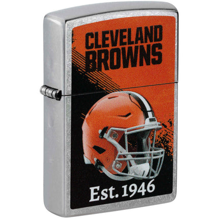 Zippo NFL Cleveland Browns Helmet Design Street Chrome Windproof Lighter - 47689 ,