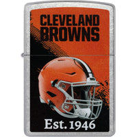Zippo NFL Cleveland Browns Helmet Design Street Chrome Windproof Lighter - 47689 ,