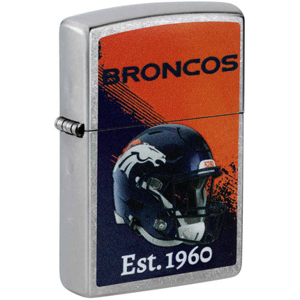 Zippo NFL Denver Broncos Helmet Design Street Chrome Windproof Lighter - 47691 ,