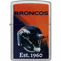 Zippo NFL Denver Broncos Helmet Design Street Chrome Windproof Lighter - 47691 ,