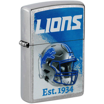 Zippo NFL Detroit Lions Helmet Design Street Chrome Windproof Lighter - 47692 ,