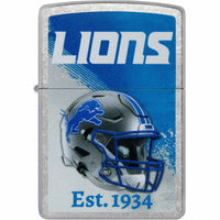 Zippo NFL Detroit Lions Helmet Design Street Chrome Windproof Lighter - 47692 ,