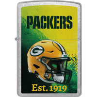 Zippo NFL Green Bay Packers Helmet Design Street Chrome Windproof Lighter - 47693 ,