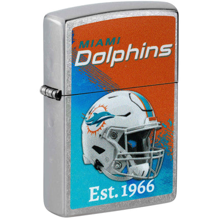 Zippo NFL Miami Dolphins Helmet Design Street Chrome Windproof Lighter - 47702 ,