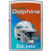 Zippo NFL Miami Dolphins Helmet Design Street Chrome Windproof Lighter - 47702 ,