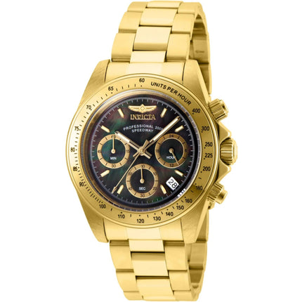 Invicta Speedway 28670 Men's 39.5mm Gold-Tone Chronograph Quartz Watch Black MOP Dial ,
