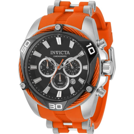 Invicta Bolt 31314 Men's 50mm Chronograph Quartz Watch, Black/Orange Silicone Strap ,