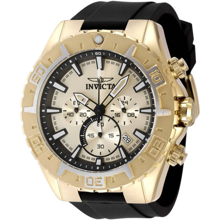 Invicta Aviator Propel 49222 Men's 49mm Gold Chronograph Quartz Watch - Black Silicone ,