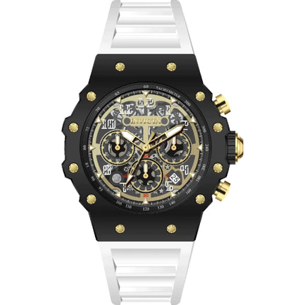 Invicta Racing Men's 69653 Quartz Watch - 44mm Gold Dial, White Silicone Band ,