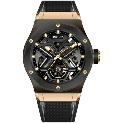 Invicta Celestial 70110 Men's Automatic Watch Gold Tone, Black Dial Rubber Band ,