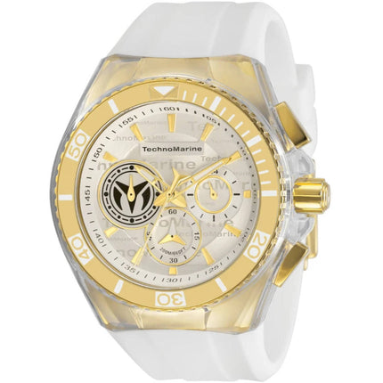 Technomarine Cruise TM-118124 Men's Quartz Watch - 47mm Gold Case, Silver Dial ,