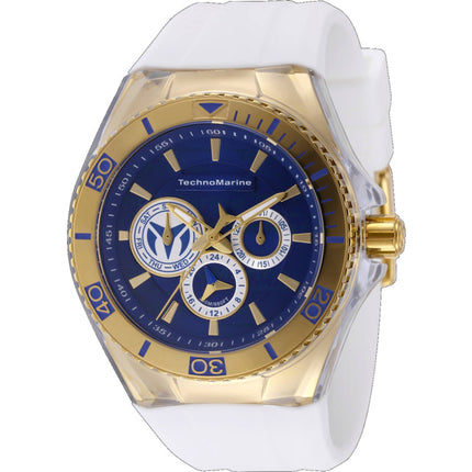 Technomarine Cruise TM-118127 Men's Quartz Watch - Blue Dial, White Silicone Band ,