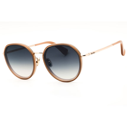 Max Mara Women's Shiny Beige Metal Full Rim Round Frame Sunglasses - MM0148-K 57B ,