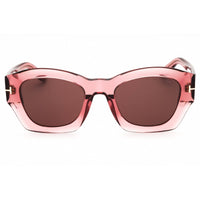 Tom Ford Women's Shiny Pink Acetate Full Rim Rectangular Frame Sunglasses - FT1083 72E ,